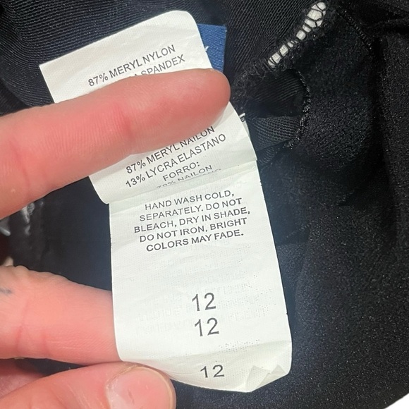 NWOT Jatzen Vintage One Piece Swim Suit Black Halter Top Size 12 Summer Swimwear - Picture 9 of 9